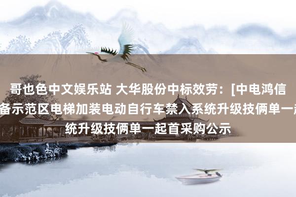 哥也色中文娱乐站 大华股份中标效劳：[中电鸿信] 江海联动设备示范区电梯加装电动自行车禁入系统升级技俩单一起首采购公示