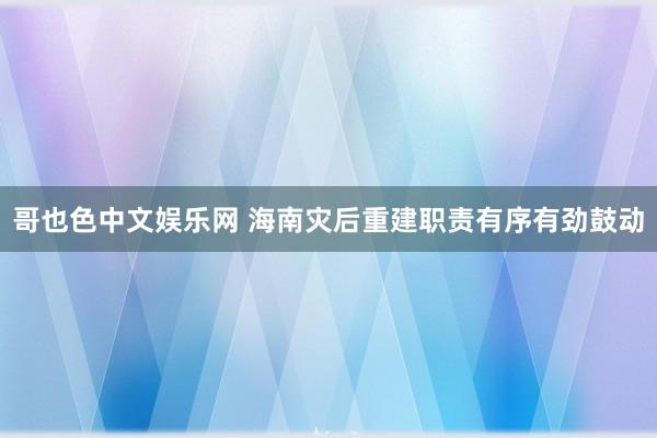 哥也色中文娱乐网 海南灾后重建职责有序有劲鼓动