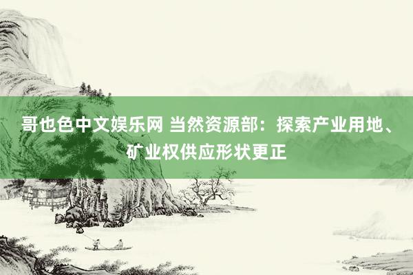 哥也色中文娱乐网 当然资源部：探索产业用地、矿业权供应形状更正