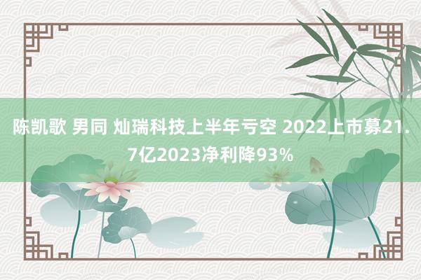 陈凯歌 男同 灿瑞科技上半年亏空 2022上市募21.7亿2023净利降93%