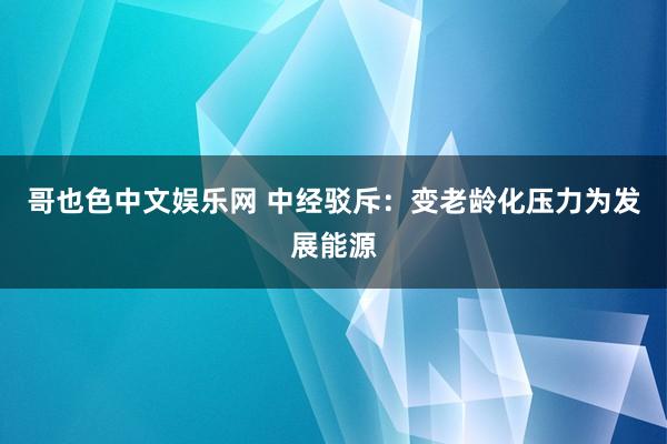 哥也色中文娱乐网 中经驳斥：变老龄化压力为发展能源