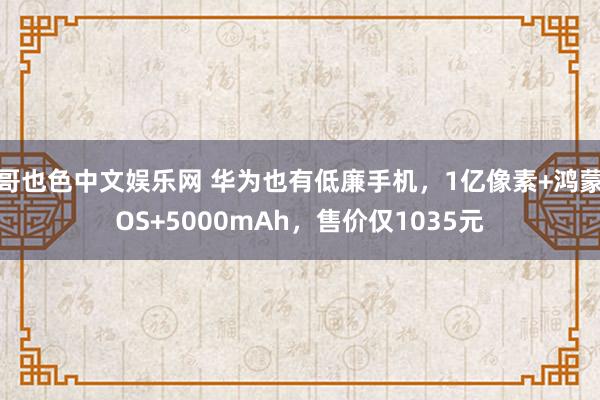 哥也色中文娱乐网 华为也有低廉手机，1亿像素+鸿蒙OS+5000mAh，售价仅1035元