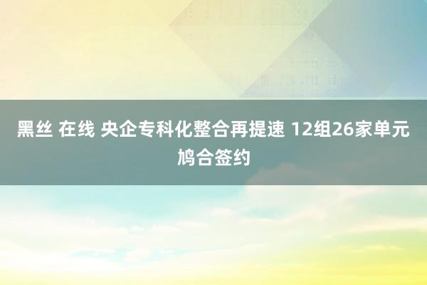 黑丝 在线 央企专科化整合再提速 12组26家单元鸠合签约