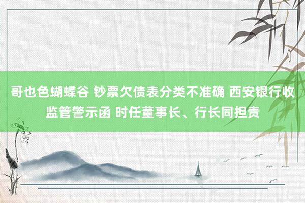 哥也色蝴蝶谷 钞票欠债表分类不准确 西安银行收监管警示函 时任董事长、行长同担责