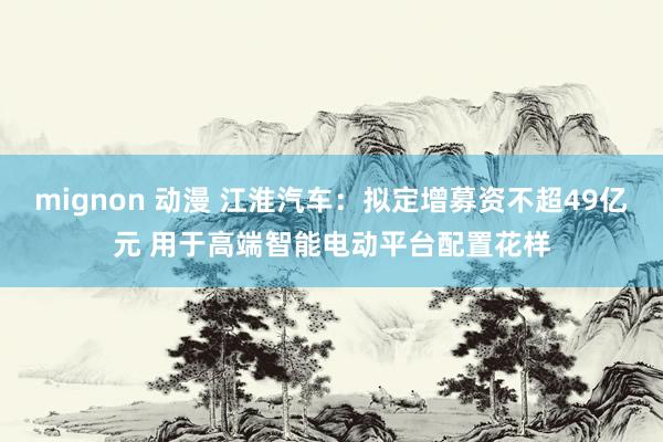 mignon 动漫 江淮汽车：拟定增募资不超49亿元 用于高端智能电动平台配置花样