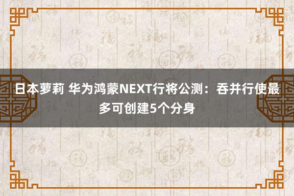 日本萝莉 华为鸿蒙NEXT行将公测：吞并行使最多可创建5个分身