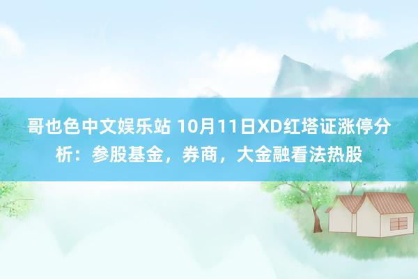 哥也色中文娱乐站 10月11日XD红塔证涨停分析：参股基金，券商，大金融看法热股