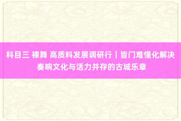 科目三 裸舞 高质料发展调研行｜皆门难懂化解决 奏响文化与活力并存的古城乐章