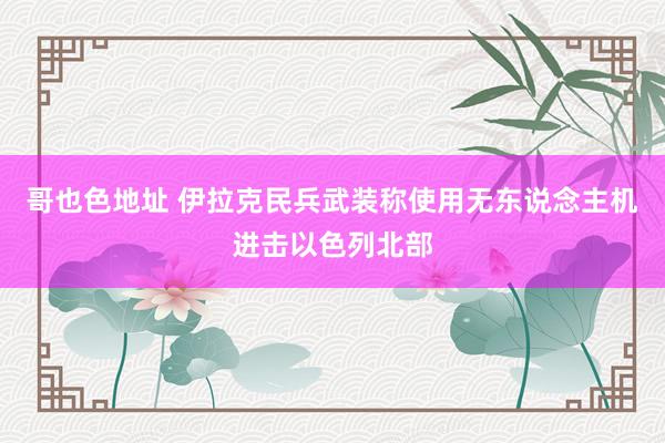 哥也色地址 伊拉克民兵武装称使用无东说念主机进击以色列北部