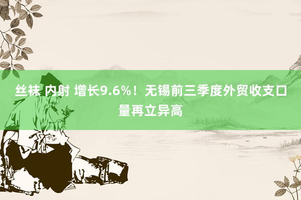 丝袜 内射 增长9.6%！无锡前三季度外贸收支口量再立异高