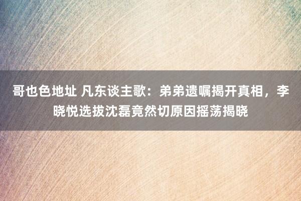 哥也色地址 凡东谈主歌：弟弟遗嘱揭开真相，李晓悦选拔沈磊竟然切原因摇荡揭晓