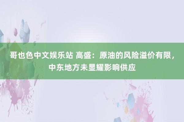 哥也色中文娱乐站 高盛：原油的风险溢价有限，中东地方未显耀影响供应