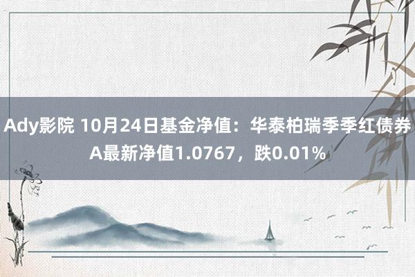 Ady影院 10月24日基金净值：华泰柏瑞季季红债券A最新净值1.0767，跌0.01%