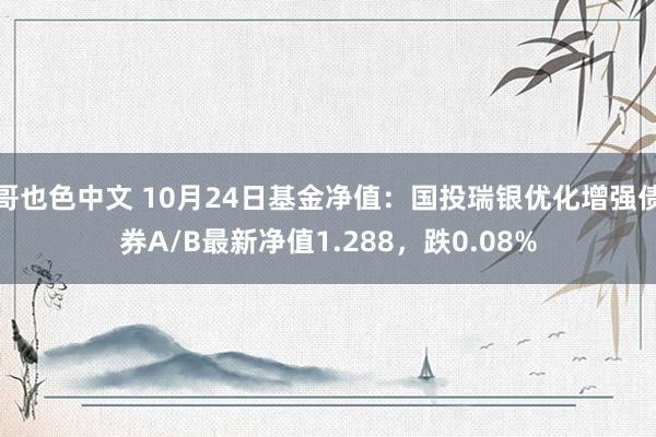 哥也色中文 10月24日基金净值：国投瑞银优化增强债券A/B最新净值1.288，跌0.08%