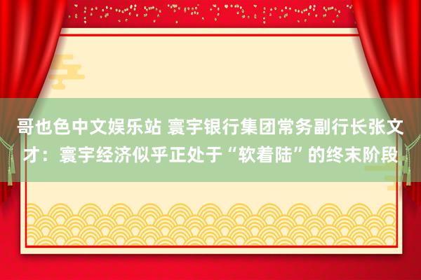 哥也色中文娱乐站 寰宇银行集团常务副行长张文才：寰宇经济似乎正处于“软着陆”的终末阶段