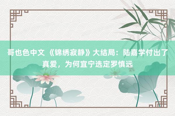 哥也色中文 《锦绣寂静》大结局：陆嘉学付出了真爱，为何宜宁选定罗慎远