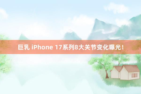 巨乳 iPhone 17系列8大关节变化曝光！