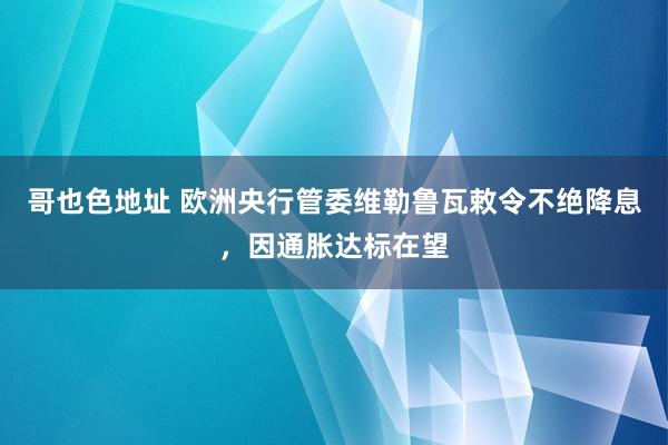 哥也色地址 欧洲央行管委维勒鲁瓦敕令不绝降息，因通胀达标在望