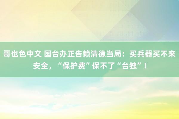 哥也色中文 国台办正告赖清德当局：买兵器买不来安全，“保护费”保不了“台独”！