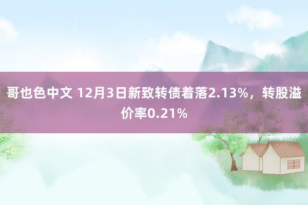 哥也色中文 12月3日新致转债着落2.13%，转股溢价率0.21%