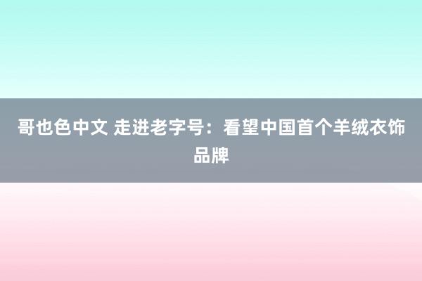 哥也色中文 走进老字号：看望中国首个羊绒衣饰品牌