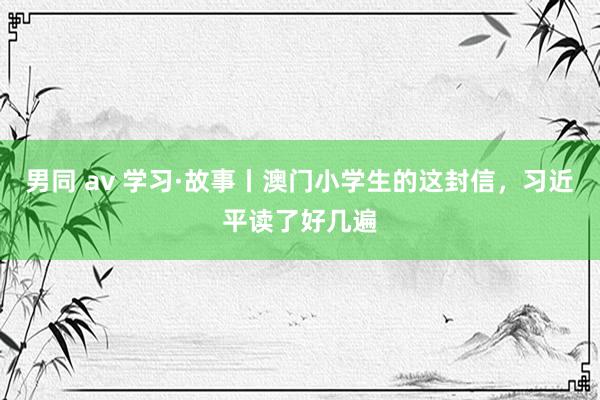 男同 av 学习·故事丨澳门小学生的这封信，习近平读了好几遍