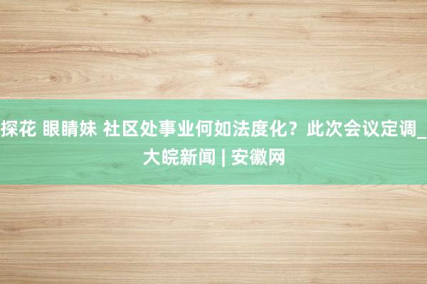 探花 眼睛妹 社区处事业何如法度化？此次会议定调_大皖新闻 | 安徽网