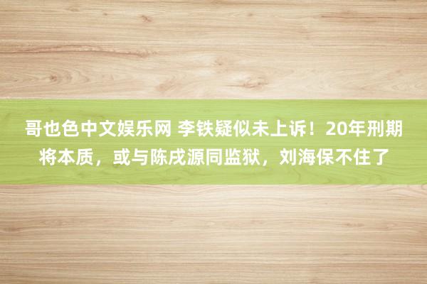 哥也色中文娱乐网 李铁疑似未上诉！20年刑期将本质，或与陈戌源同监狱，刘海保不住了