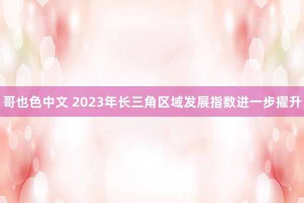 哥也色中文 2023年长三角区域发展指数进一步擢升