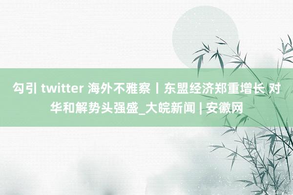 勾引 twitter 海外不雅察丨东盟经济郑重增长 对华和解势头强盛_大皖新闻 | 安徽网