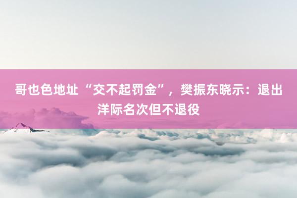 哥也色地址 “交不起罚金”，樊振东晓示：退出洋际名次但不退役