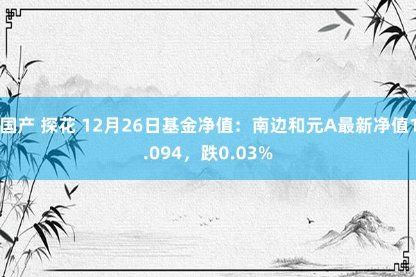 国产 探花 12月26日基金净值：南边和元A最新净值1.094，跌0.03%