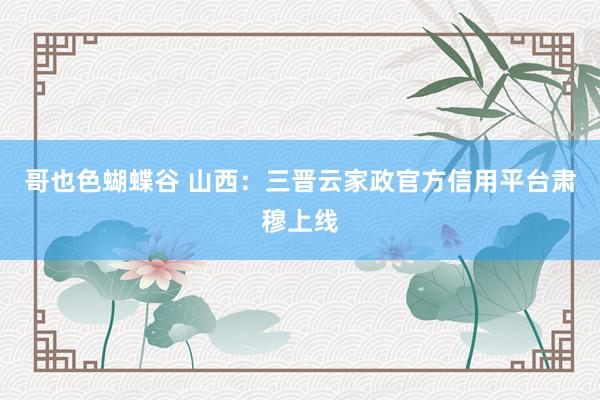 哥也色蝴蝶谷 山西：三晋云家政官方信用平台肃穆上线