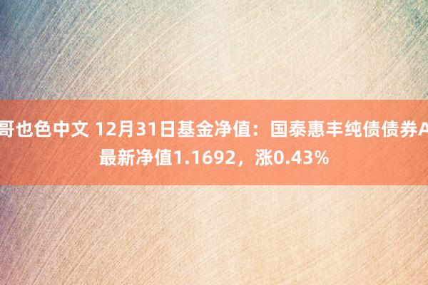 哥也色中文 12月31日基金净值：国泰惠丰纯债债券A最新净值1.1692，涨0.43%