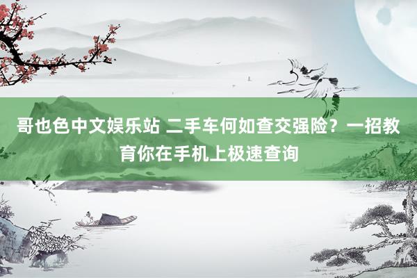 哥也色中文娱乐站 二手车何如查交强险？一招教育你在手机上极速查询