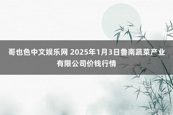 哥也色中文娱乐网 2025年1月3日鲁南蔬菜产业有限公司价钱行情