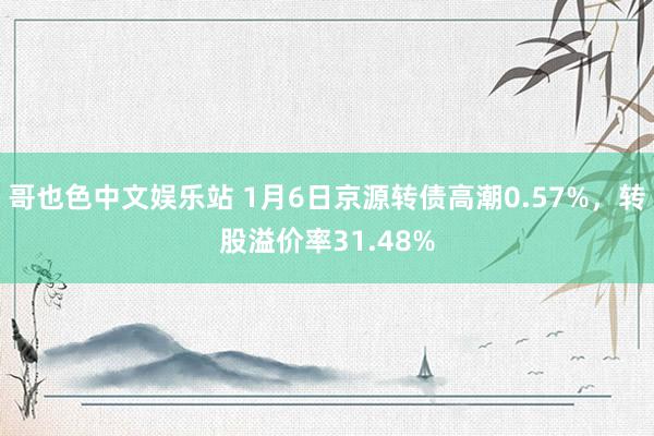 哥也色中文娱乐站 1月6日京源转债高潮0.57%，转股溢价率31.48%