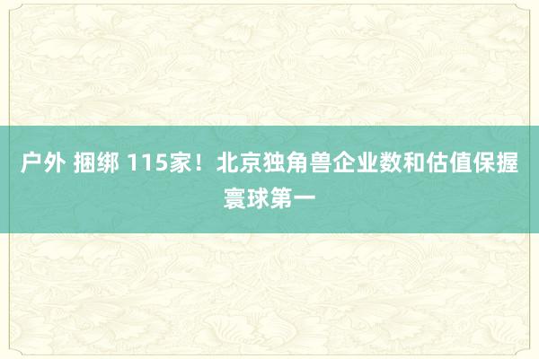 户外 捆绑 115家！北京独角兽企业数和估值保握寰球第一