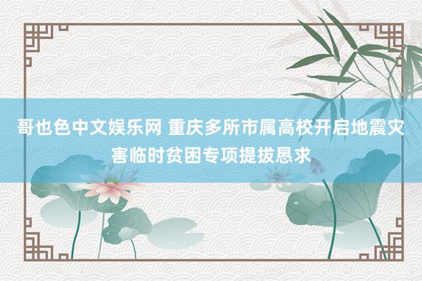 哥也色中文娱乐网 重庆多所市属高校开启地震灾害临时贫困专项提拔恳求