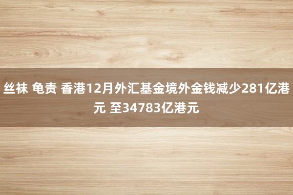 丝袜 龟责 香港12月外汇基金境外金钱减少281亿港元 至34783亿港元